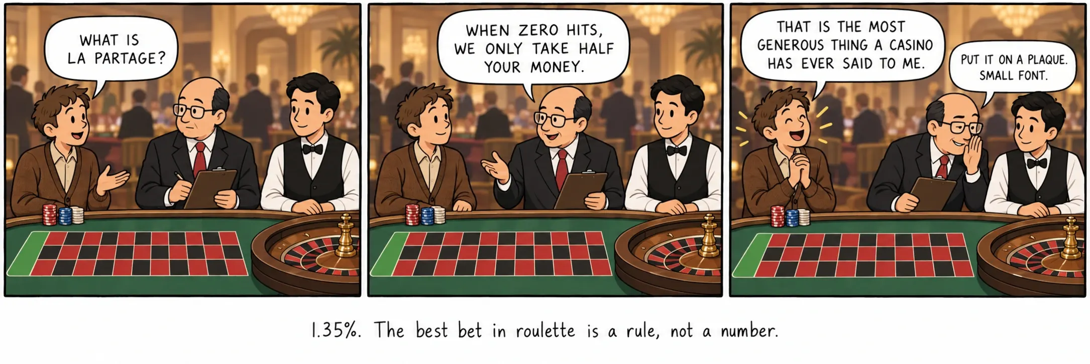 1,35%. Den bästa satsningen i roulette är en regel, inte ett nummer.